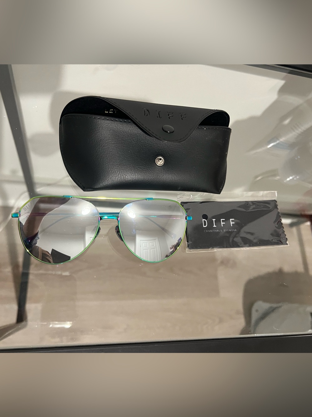 Green/Blue Mirrored Round Sunglasses - Unisex Accessories
